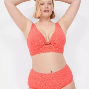 Swim by Cacique Underwire Knot-Front Bikini Top Green Teal 44D